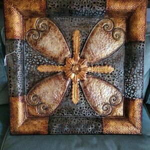 Decorative Metal Wall Art with Gold, Bronze, And Black Accents